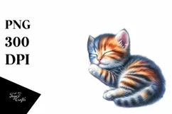 Colorful Baby Cat Napping Moon | Clipart Product Image 1