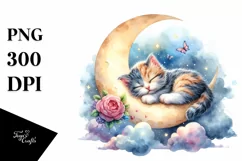 Colorful Baby Cat Napping Watercolor Product Image 1