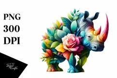 Vibrant Watercolor Rhino PNG Product Image 1