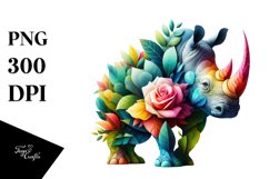 Vibrant Watercolor Rhino PNG Product Image 1