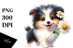 Baby Collie Watercolor Clipart Product Image 1