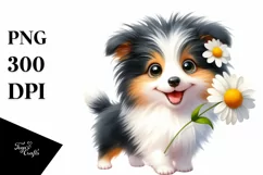 Baby Collie Watercolor Clipart Product Image 1