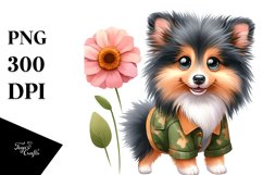 Baby Collie Watercolor Clipart Product Image 1