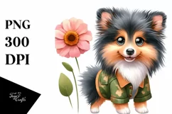 Baby Collie Watercolor Clipart Product Image 1