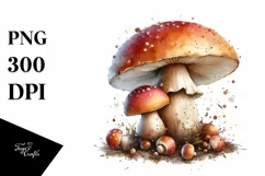 Detailed Mushroom Watercolor Splash PNG Product Image 1