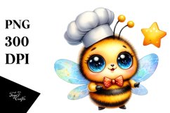 Vibrant Watercolor Crazy Cute Baby Bee PNG Product Image 1