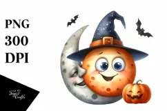 Whimsical Halloween Moon with Goofy Smile | Sublimation | Product Image 1