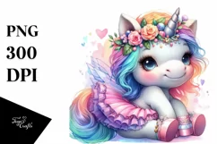 Colorful Baby Unicorn Tutu PNG Product Image 1