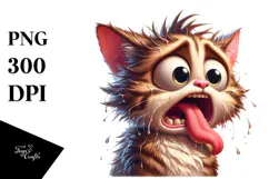 Cute Cat with Tongue-Out Face PNG Product Image 1