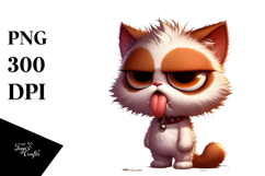 Ridiculously Cute Cat with Dramatic Despair, Watercolor PNG Product Image 1