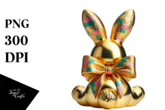 Colorful Stylized Bunny with Vintage Bow PNG Product Image 1