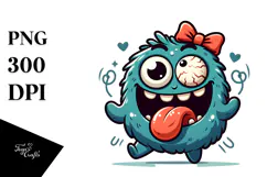 Funny Cartoon Monster, Watercolor PNG Product Image 1
