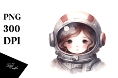 Washed Watercolor Vintage Astronaut Girl Product Image 1