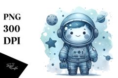 Washed Watercolor Blueish Vintage Astronaut Boy Product Image 1