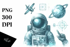 Washed Watercolor Blueish Vintage Astronaut Boy Product Image 3
