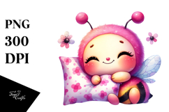 Colorful Baby Bee Cuddling Pillow, PNG Product Image 1