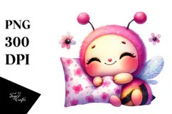 Colorful Baby Bee Cuddling Pillow, PNG Product Image 1