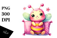 Vibrant Baby Bee with Pillow PNG Product Image 1