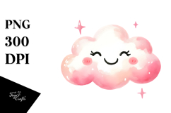 Watercolor Smiling Cloud PNG Product Image 1