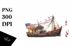 Vintage Fishing Boat Fireworks | Clipart Product Image 3