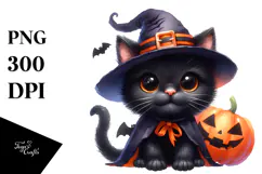 Baby Black Cat Halloween PNG Product Image 1