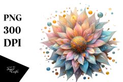 Abstract Vibrant Pastel Shiny Sunflower, Transparent PNG Product Image 1