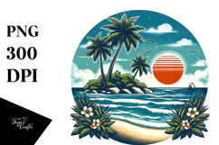 Retro Tropical Beach Island PNG Product Image 1