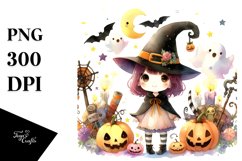 Watercolor Style Halloween Witch PNG Product Image 1