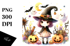 Watercolor Style Cute Witch PNG Product Image 1