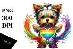 Rainbow Cute Yorkshire Terrier PNG Product Image 1