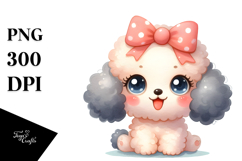 Happy Poodle Watercolor PNG Product Image 1