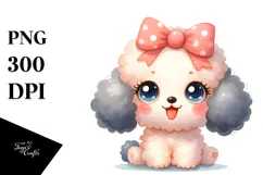 Happy Poodle Watercolor PNG Product Image 1