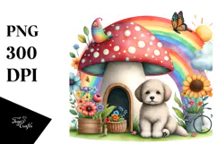 Dog House Rainbow Flowers | Clipart Product Image 1