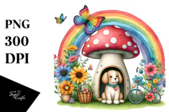 Dog House Rainbow Flowers | Clipart Product Image 1