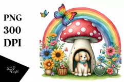 Dog House Rainbow Flowers | Clipart Product Image 3