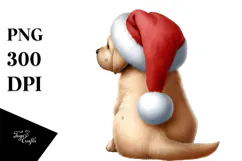 Cute Watercolor Labrador Retriever with Santa Hat Product Image 1