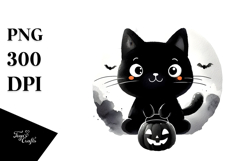 Simple Halloween Black Cat Clipart Product Image 1