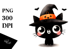 Simple Halloween Black Cat Clipart Product Image 1