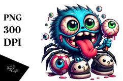 Funny Spider Boy Licking Eyeball Candy PNG Product Image 1