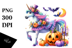 Halloween Unicorn Dressed for Trick-or-Treat | Clipart Product Image 1