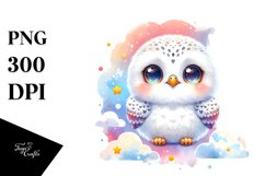Baby Snowy Owl Stars Clouds Product Image 1