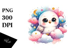 Baby Snowy Owl Stars Clouds Product Image 3
