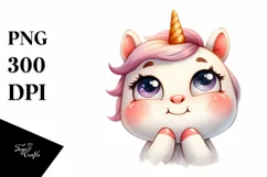 Thoughtful Baby Face Unicorn, High-Res PNG Product Image 1