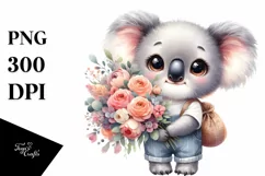 Watercolor Cute Baby Koala Eyes Standing Product Image 1