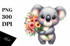 Watercolor Cute Baby Koala Eyes Standing Product Image 3