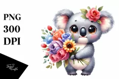 Watercolor Cute Baby Koala Eyes Standing Product Image 1