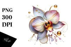 Glossy Orchid with Golden Insertions PNG Product Image 1