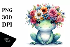 Adorable Frog with Flower Crown, High-Res PNG Product Image 3