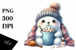 Cozy Seal with Hot Cocoa, PNG Product Image 3