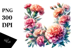 Watercolor Abstract with Vibrant Carnation Petals Product Image 1